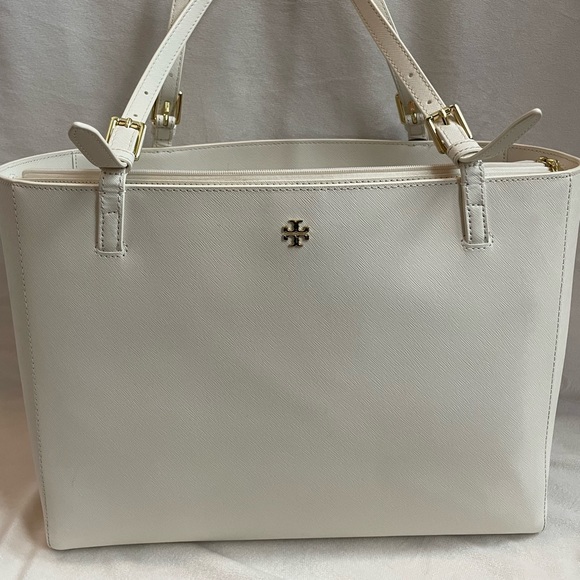 Handbags - Tory Burch Buckle Saffiano Leather Tote